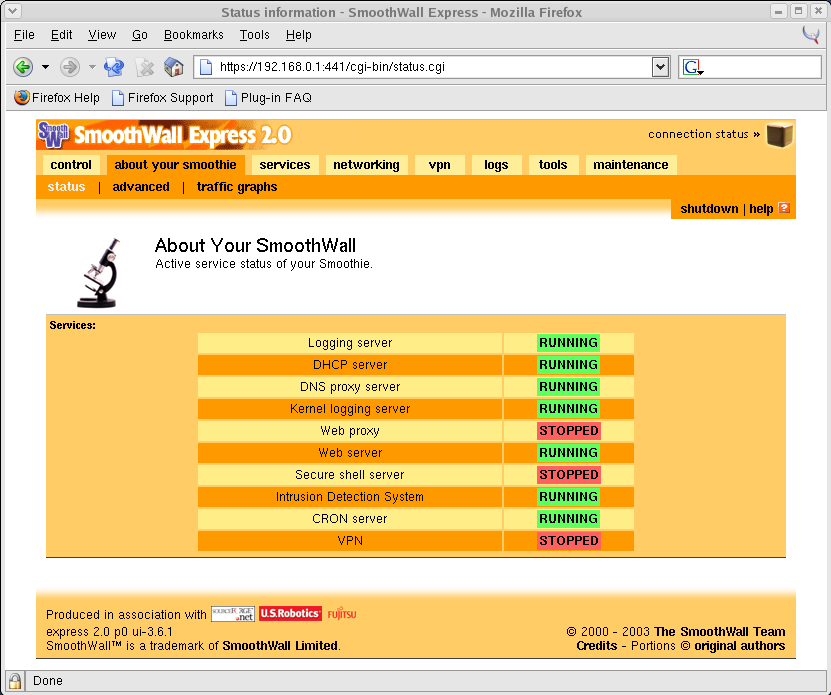 Smoothwall 2.0 FireWall Download sw-status
